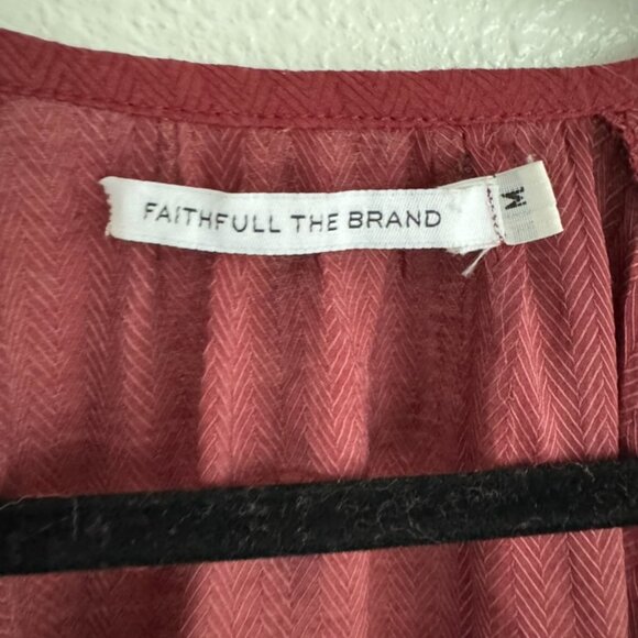 Faithful The Brand Billowy Wine Colored Boho Top with Multiple Ties Women's Sz M - Picture 4 of 7